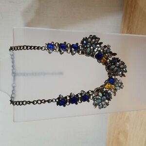 Multicolor Rhinestone Necklace Statement EUC